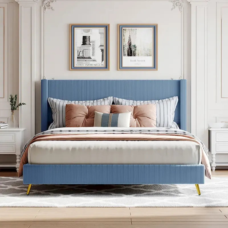 Queen Size Platform Bed with Metal Legs