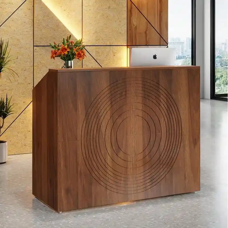 47 inch Reception Desk with Cable Grommet, Modern Front Desk Retail Counter for Checkout, Lobby, Beauty Salon