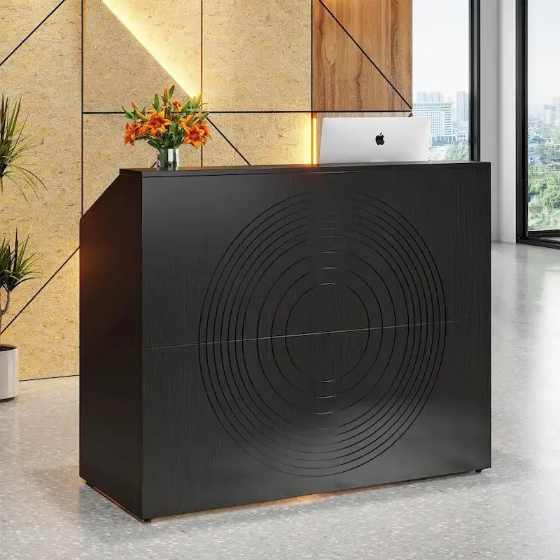 47 inch Reception Desk with Cable Grommet, Modern Front Desk Retail Counter for Checkout, Lobby, Beauty Salon