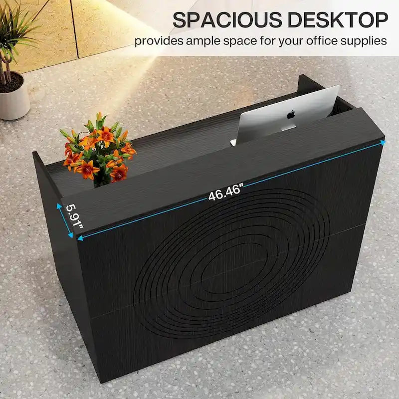 47 inch Reception Desk with Cable Grommet, Modern Front Desk Retail Counter for Checkout, Lobby, Beauty Salon