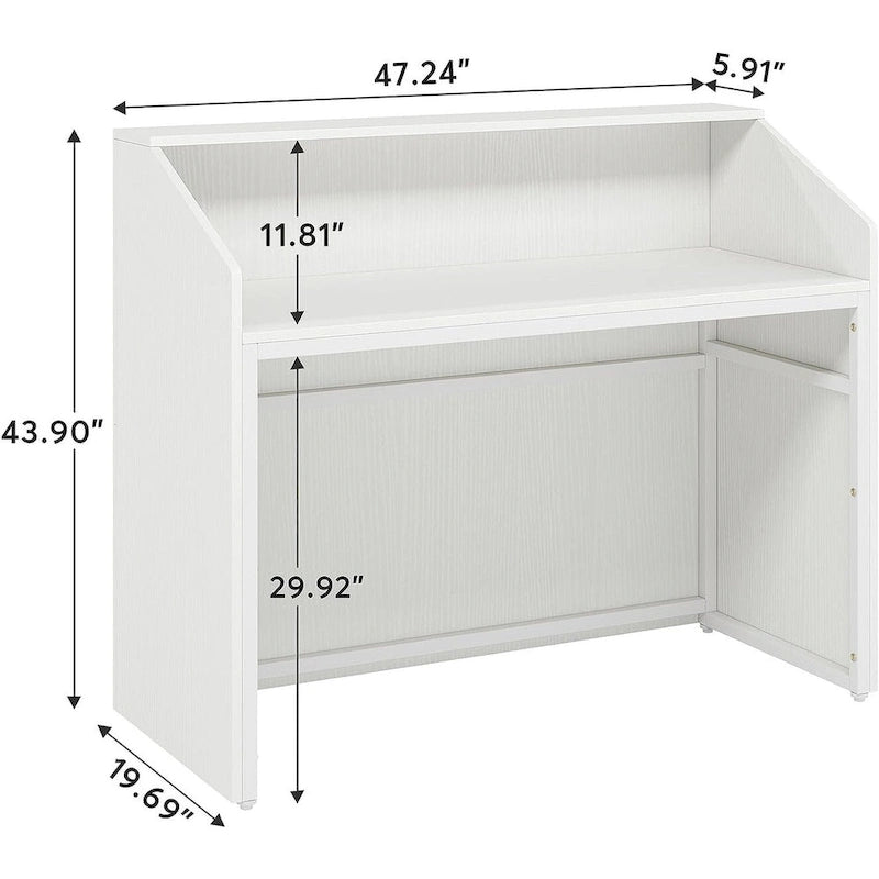 47 inch Reception Desk with Cable Grommet, Modern Front Desk Retail Counter for Checkout, Lobby, Beauty Salon