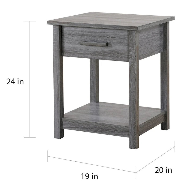Salem 1-drawer and Shelf Wooden Nightstand