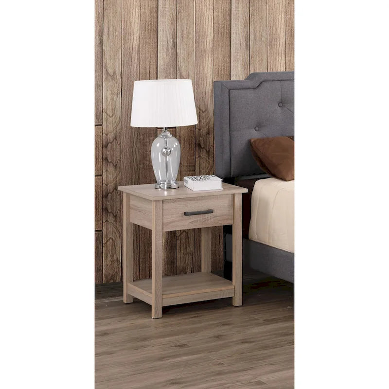 Salem 1-drawer and Shelf Wooden Nightstand