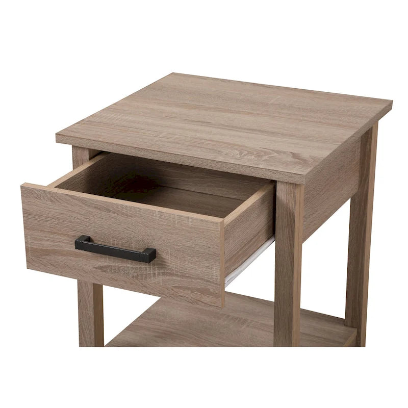 Salem 1-drawer and Shelf Wooden Nightstand