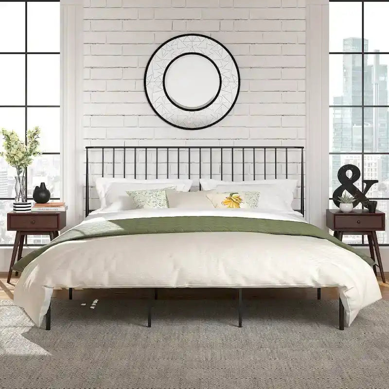 Bliss Metal Platform Bed with Curved Metal Headboard by iQ Modern