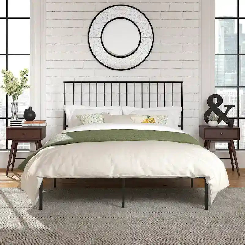 Bliss Metal Platform Bed with Curved Metal Headboard by iQ Modern