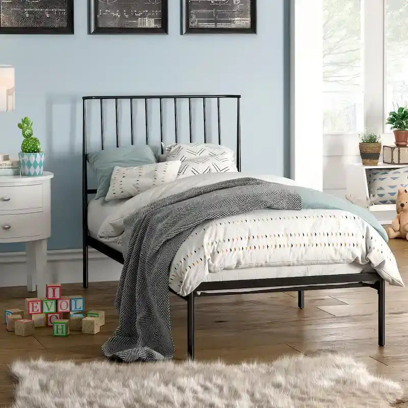 Bliss Metal Platform Bed with Curved Metal Headboard by iQ Modern