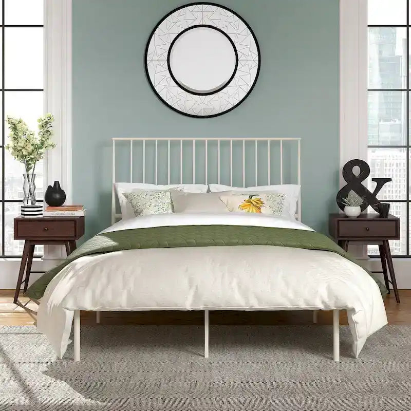 Bliss Metal Platform Bed with Curved Metal Headboard by iQ Modern