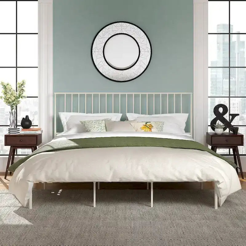 Bliss Metal Platform Bed with Curved Metal Headboard by iQ Modern