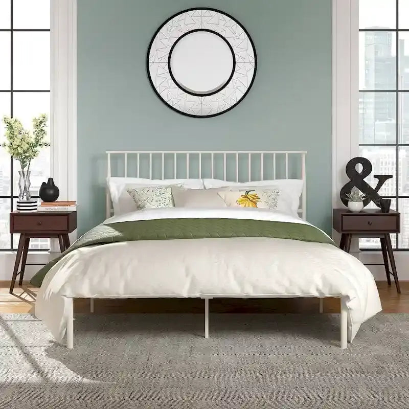 Bliss Metal Platform Bed with Curved Metal Headboard by iQ Modern