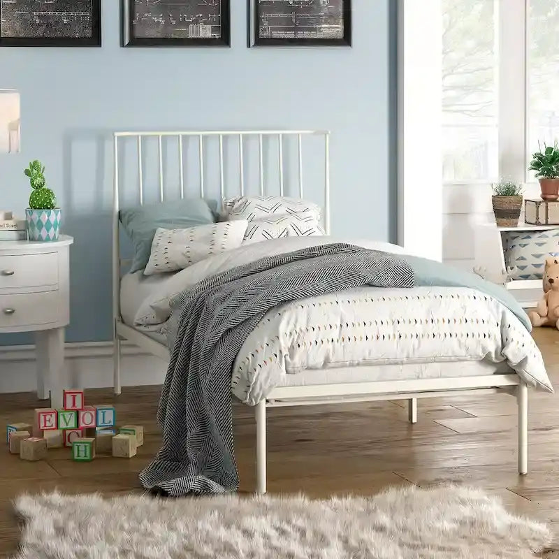 Bliss Metal Platform Bed with Curved Metal Headboard by iQ Modern