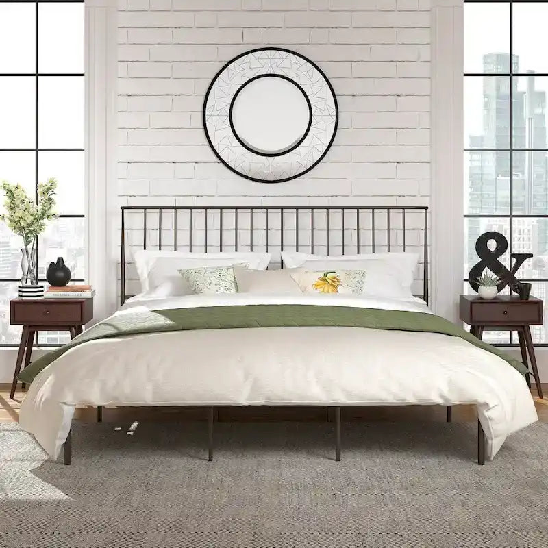 Bliss Metal Platform Bed with Curved Metal Headboard by iQ Modern