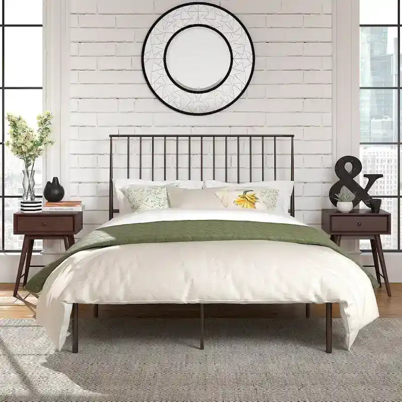 Bliss Metal Platform Bed with Curved Metal Headboard by iQ Modern