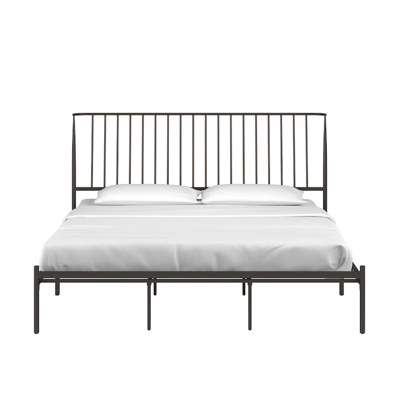 Bliss Metal Platform Bed with Curved Metal Headboard by iQ Modern
