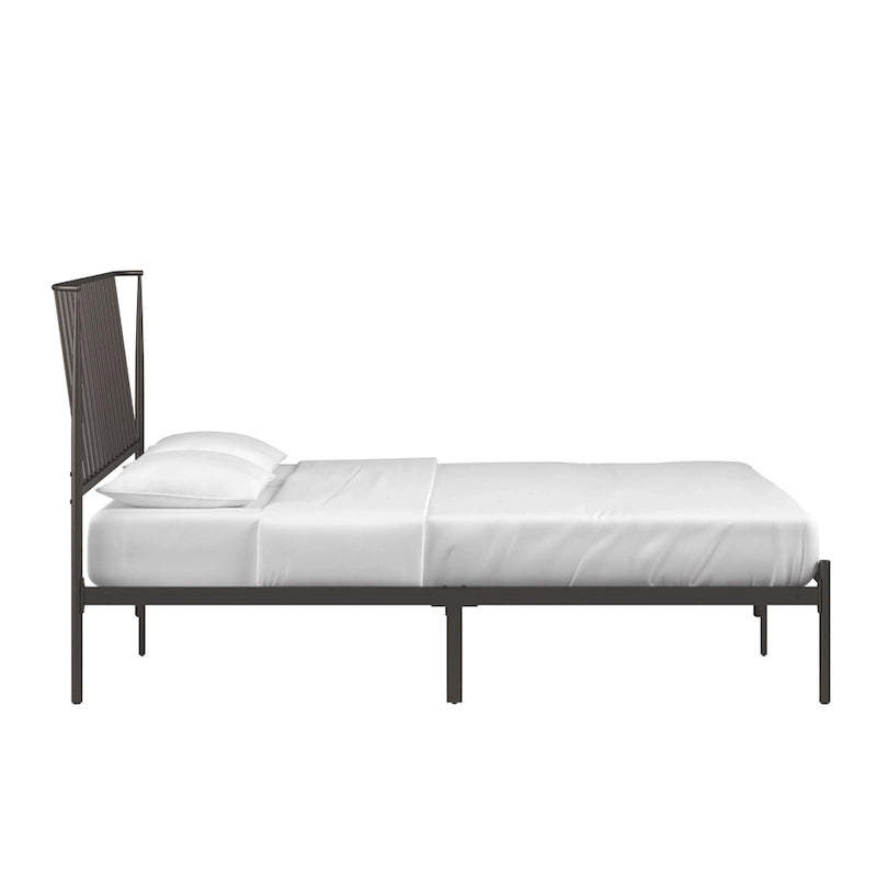 Bliss Metal Platform Bed with Curved Metal Headboard by iQ Modern