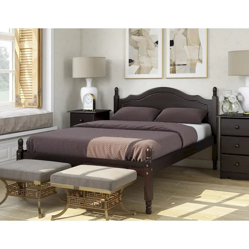 100% Solid Wood Reston Full Size Panel Headboard Platform Bed by Palace Imports