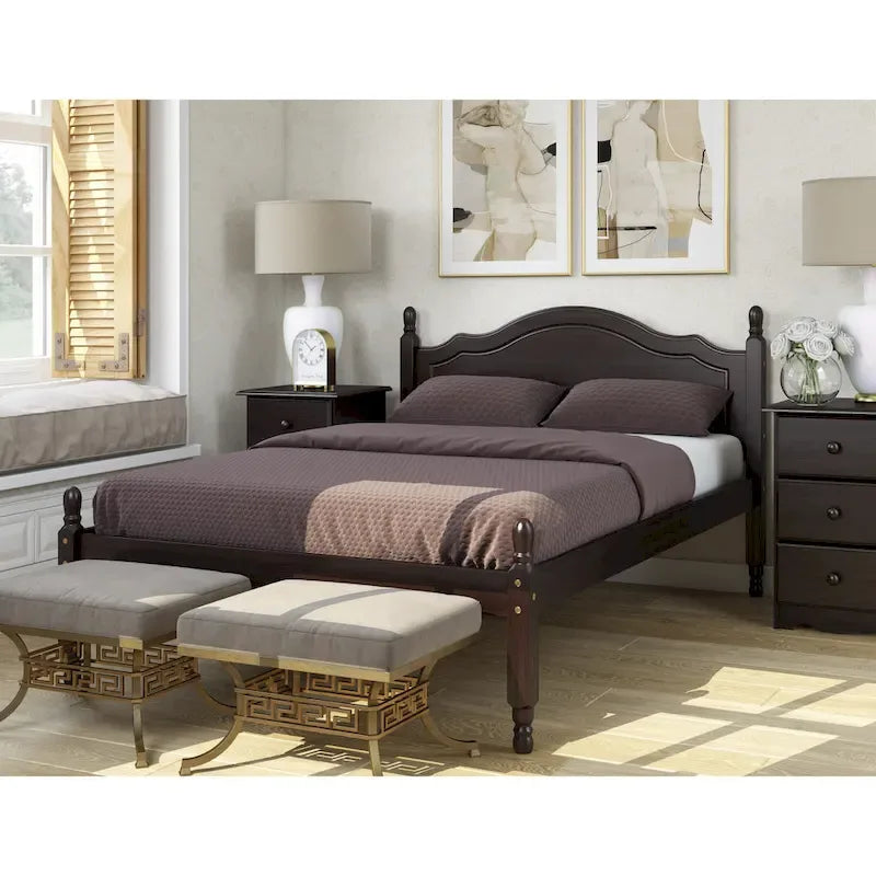 100% Solid Wood Reston Full Size Panel Headboard Platform Bed by Palace Imports
