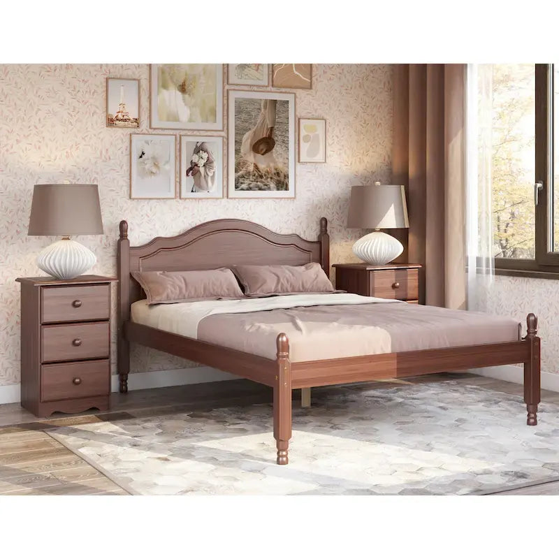 100% Solid Wood Reston Full Size Panel Headboard Platform Bed by Palace Imports