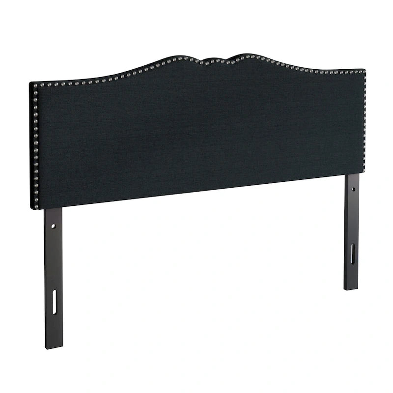 CraftPorch Linen Nailhead Curvaceous Upholstered Adjustable Headboard