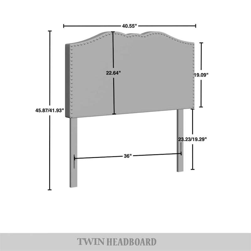 CraftPorch Linen Nailhead Curvaceous Upholstered Adjustable Headboard