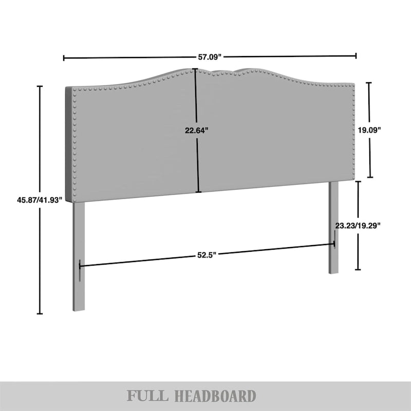 CraftPorch Linen Nailhead Curvaceous Upholstered Adjustable Headboard