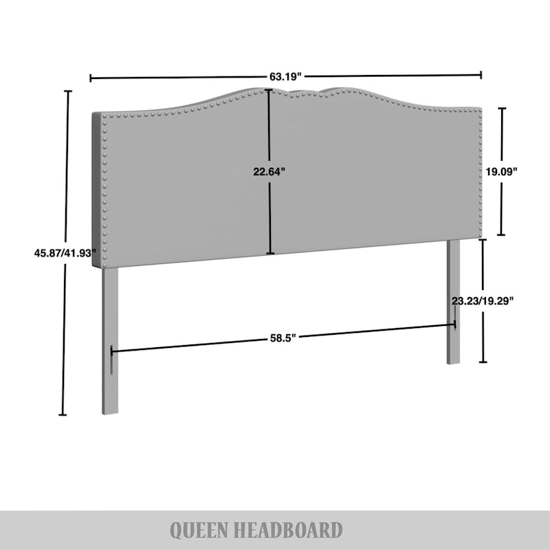CraftPorch Linen Nailhead Curvaceous Upholstered Adjustable Headboard