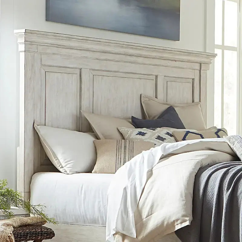 Heartland Antique White Tobacco King Bed Panel Headboard