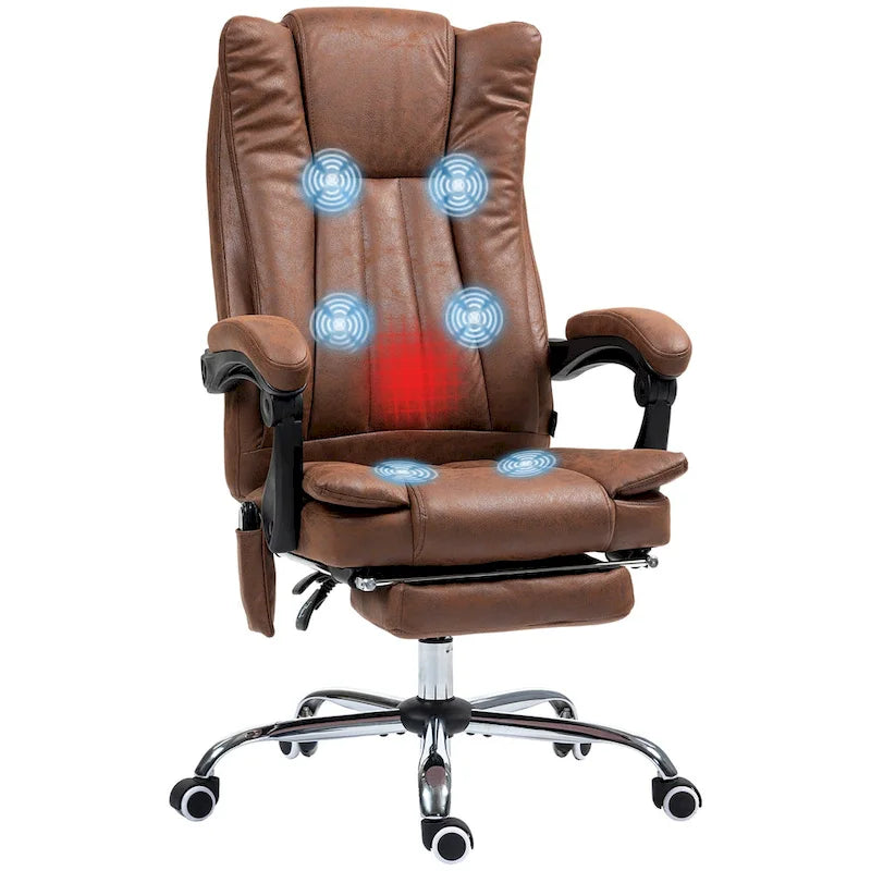 Vinsetto Massage Office Chair with 6 Points, Heated High Back Recliner with Adjustable Height, Swivel Wheels