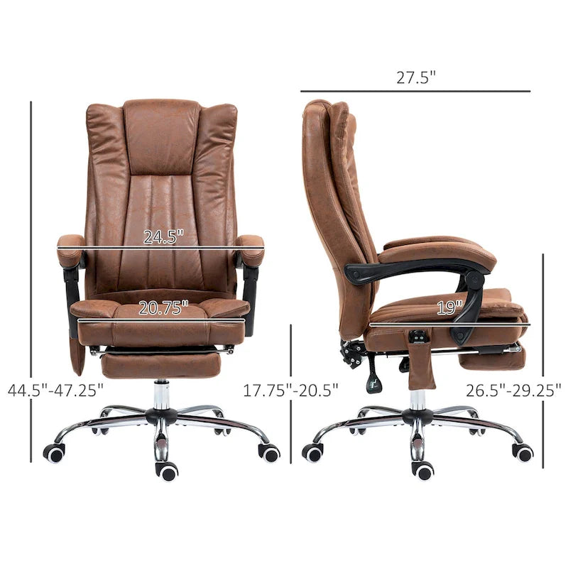 Vinsetto Massage Office Chair with 6 Points, Heated High Back Recliner with Adjustable Height, Swivel Wheels