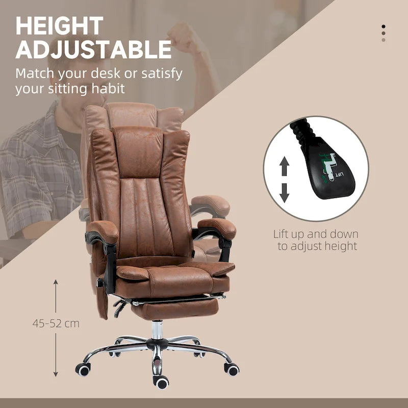 Vinsetto Massage Office Chair with 6 Points, Heated High Back Recliner with Adjustable Height, Swivel Wheels