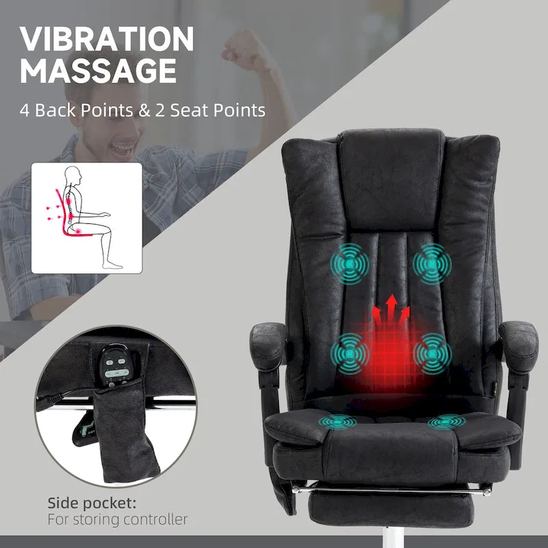 Vinsetto Massage Office Chair with 6 Points, Heated High Back Recliner with Adjustable Height, Swivel Wheels