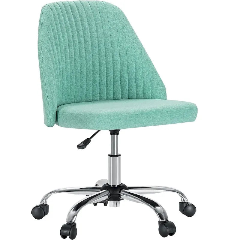 Office Chair with Wheels, Adjustable Height Fabric Upholstered Computer Desk Chair Swivel