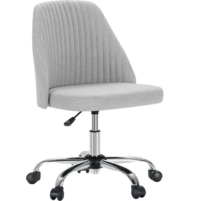 Office Chair with Wheels, Adjustable Height Fabric Upholstered Computer Desk Chair Swivel