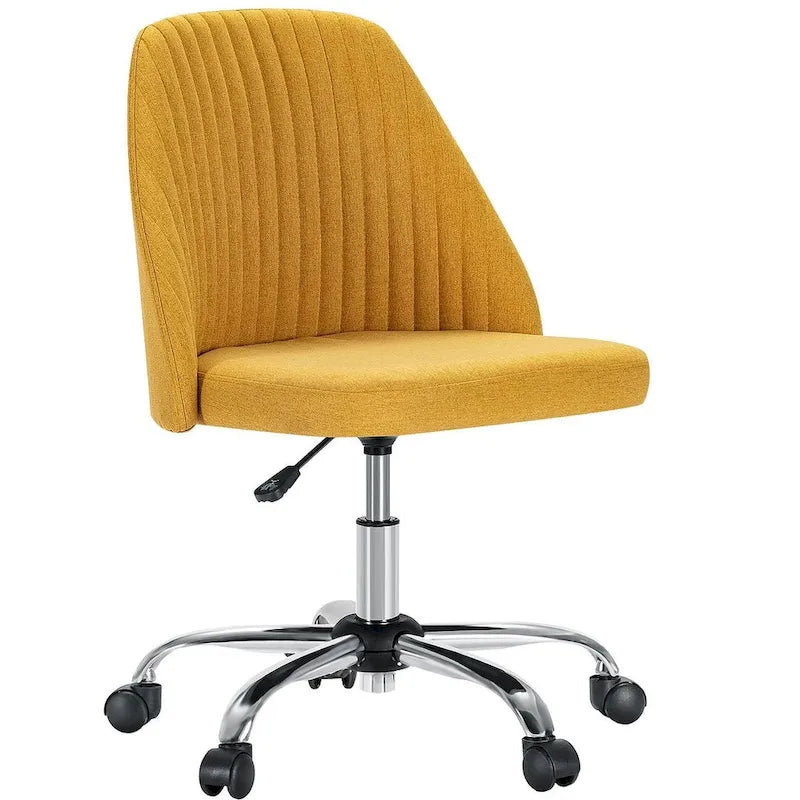 Office Chair with Wheels, Adjustable Height Fabric Upholstered Computer Desk Chair Swivel
