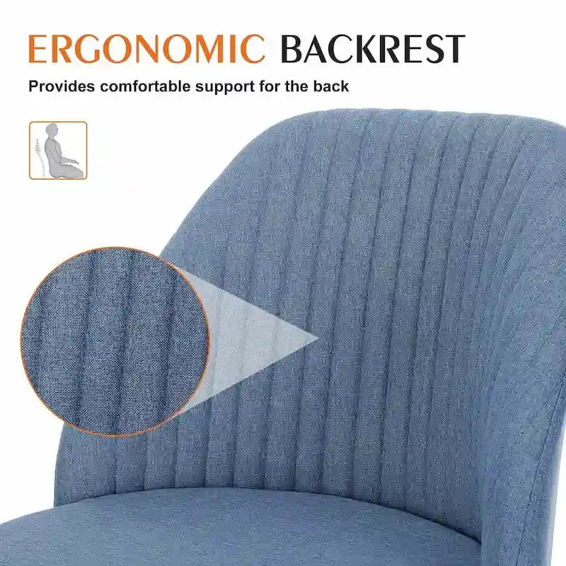 Office Chair with Wheels, Adjustable Height Fabric Upholstered Computer Desk Chair Swivel