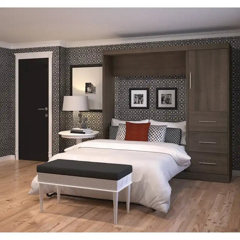 Nebula Full Murphy Bed with Wardrobe (84W) by Bestar