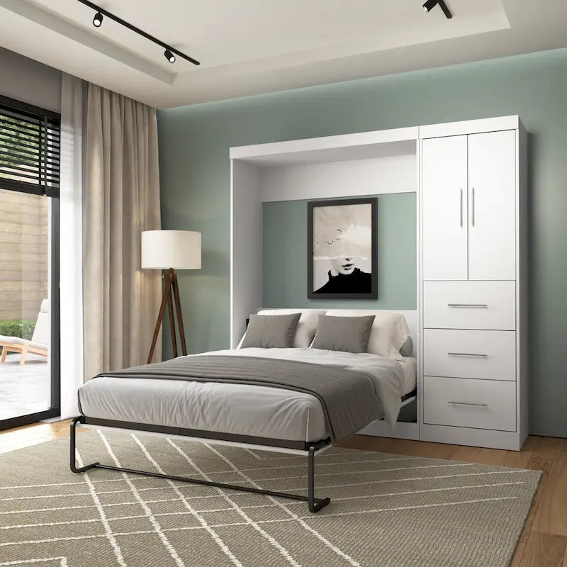 Nebula Full Murphy Bed with Wardrobe (84W) by Bestar