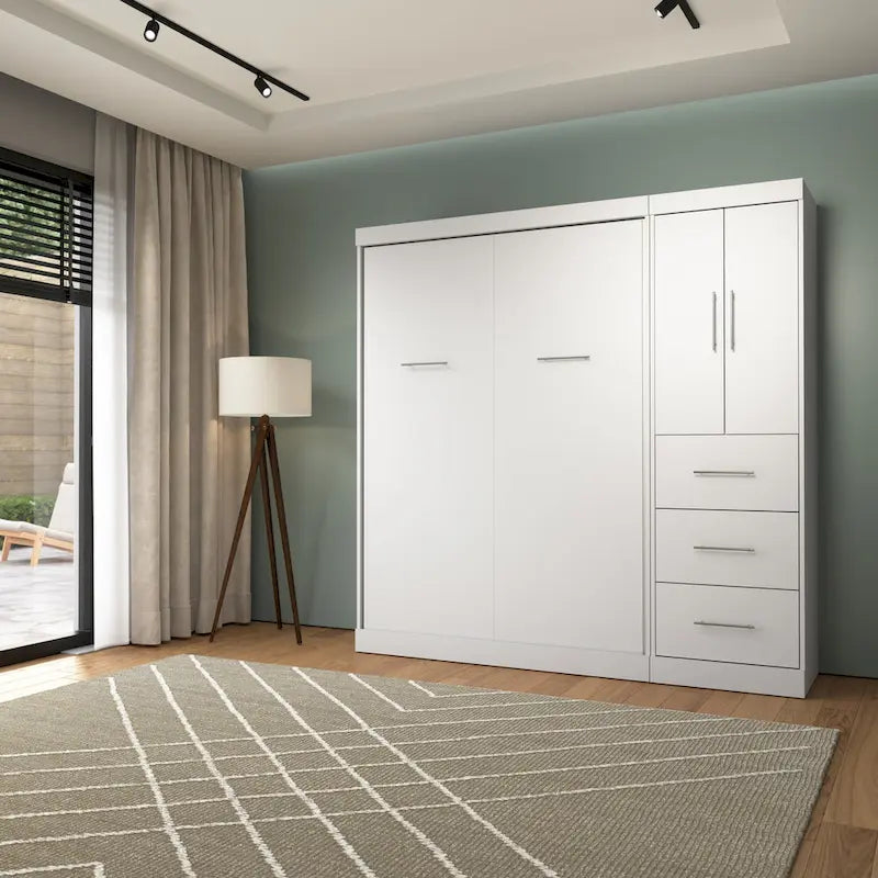 Nebula Full Murphy Bed with Wardrobe (84W) by Bestar