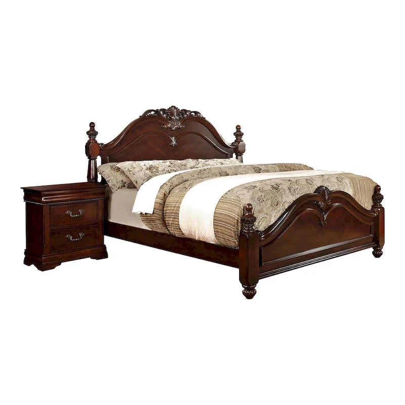 Diva Traditional Cherry Solid Wood 2-Piece Poster Bedroom Set by Furniture of America