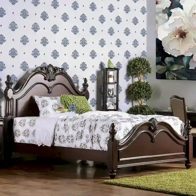 Diva Traditional Cherry Solid Wood 2-Piece Poster Bedroom Set by Furniture of America