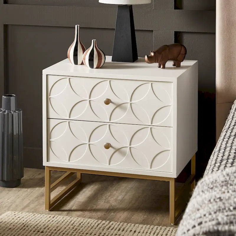 Luna Arched Diamond 2- Drawer Gold Metal End Table by iNSPIRE Q Bold