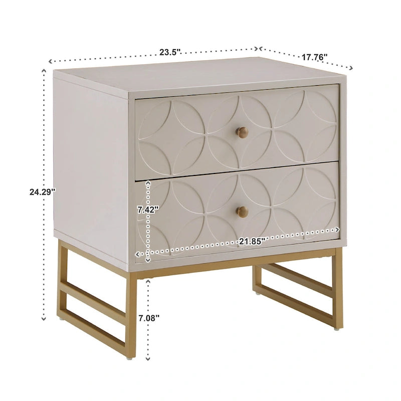 Luna Arched Diamond 2- Drawer Gold Metal End Table by iNSPIRE Q Bold