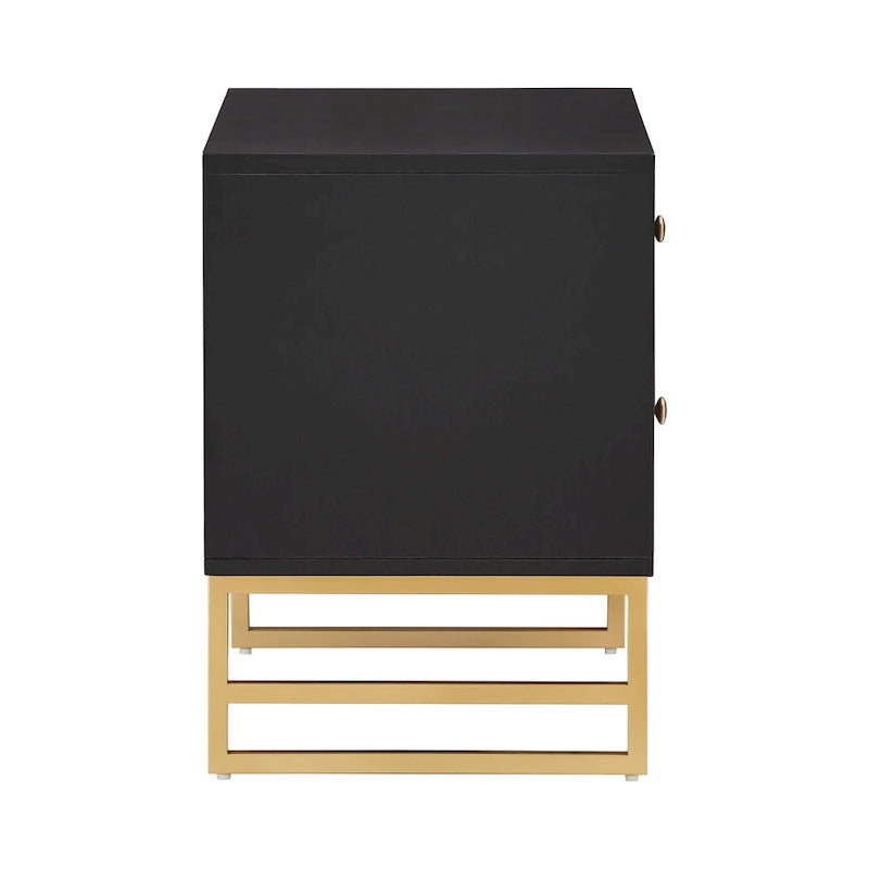 Luna Arched Diamond 2- Drawer Gold Metal End Table by iNSPIRE Q Bold