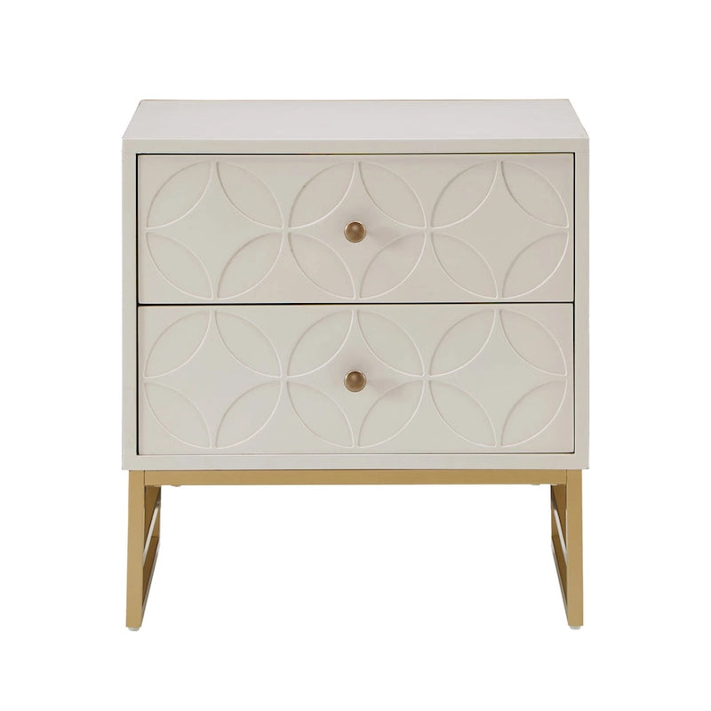 Luna Arched Diamond 2- Drawer Gold Metal End Table by iNSPIRE Q Bold