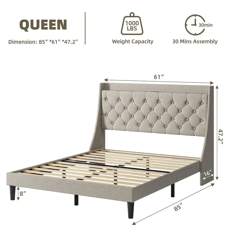 Upholstered Platform Bed Frame