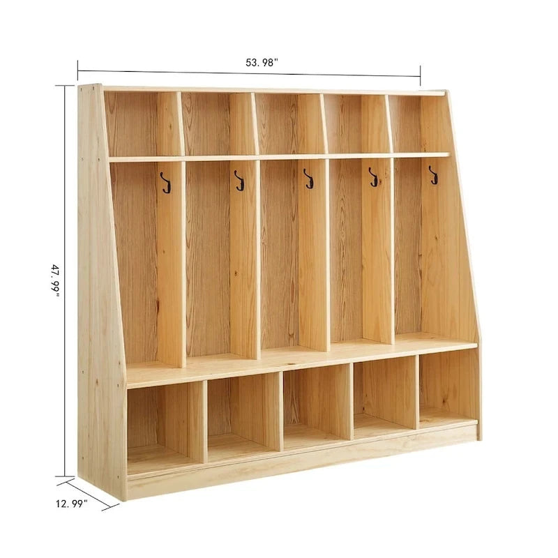 MUSHOMEINC 5-Section Classroom Coat Locker & Backpack Hanger, Daycare Cubby Coat Rack, Cubicle Coat Hanger, Mudroom Furniture