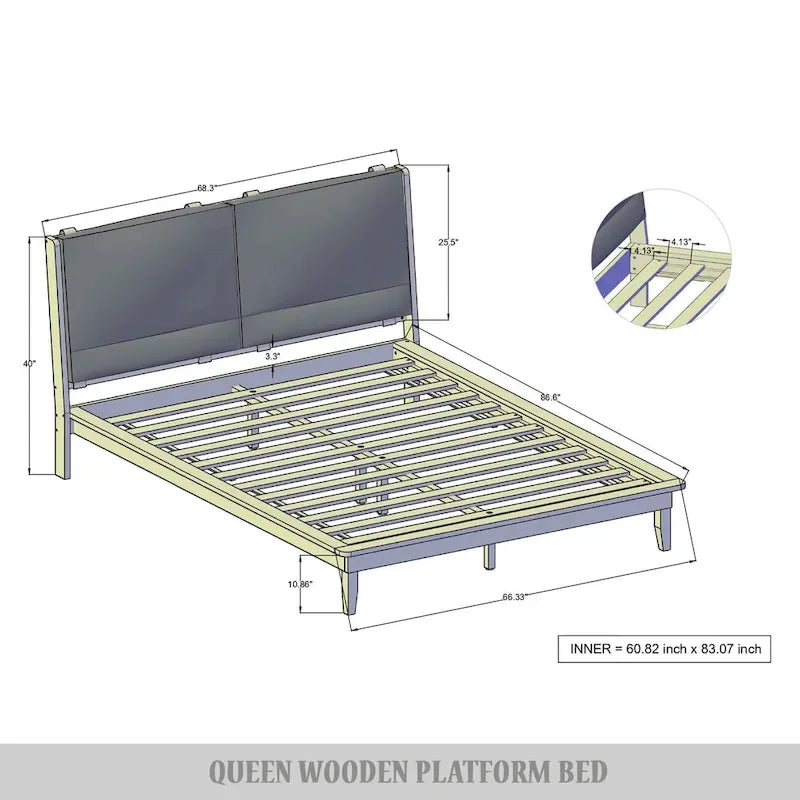 CraftPorch Mid-Century 3-pieces Wooden Bedroom Set