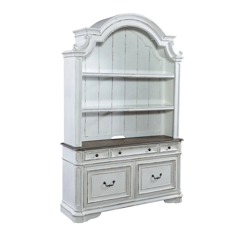 Magnolia Manor Antique White Optional Credenza & Hutch