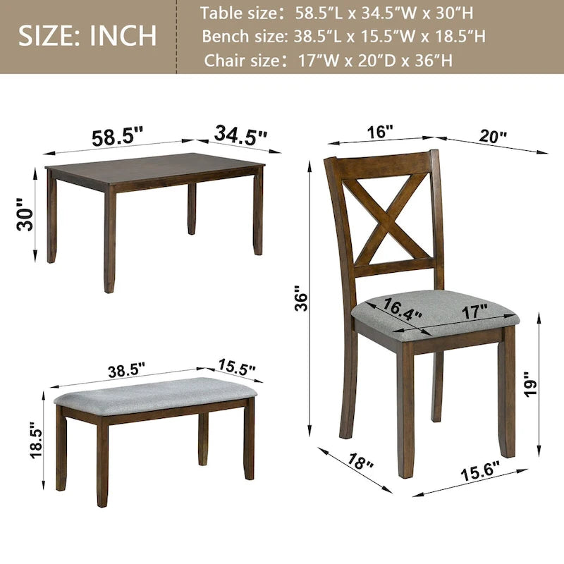6 Piece Kitchen Dining Set