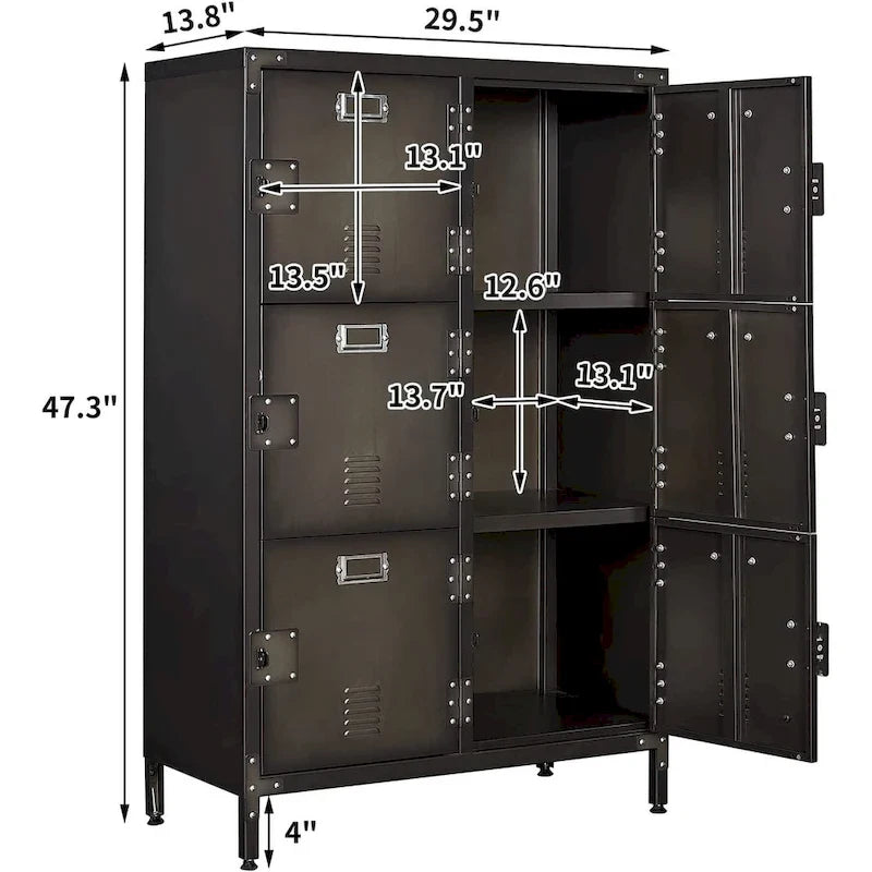 6 Doors Metal Locker Storage Cabinet
